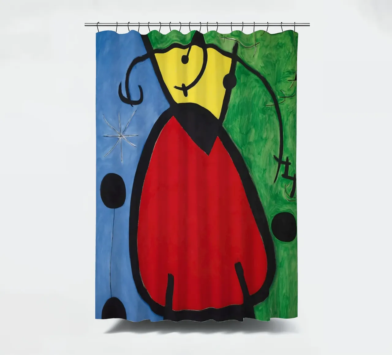 Joan Miró Vrouw & Vogels | Surrealistische abstracte kunst douchegordijn van NorwesClub