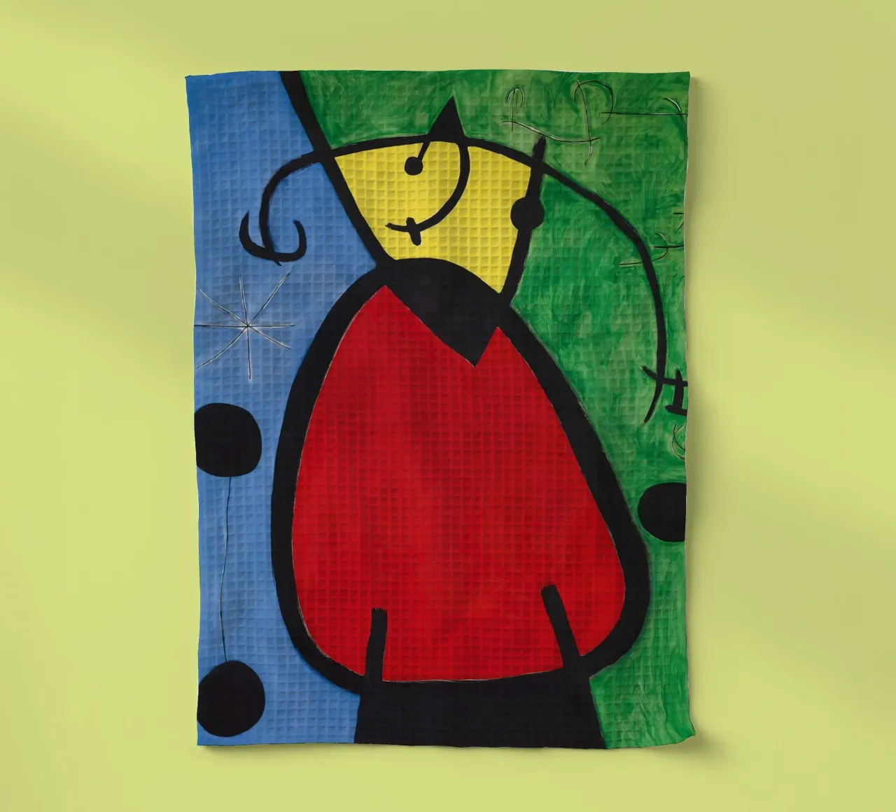 Joan Miró Vrouw & Vogels | Surrealistische abstracte kunst theedoek van NorwesClub