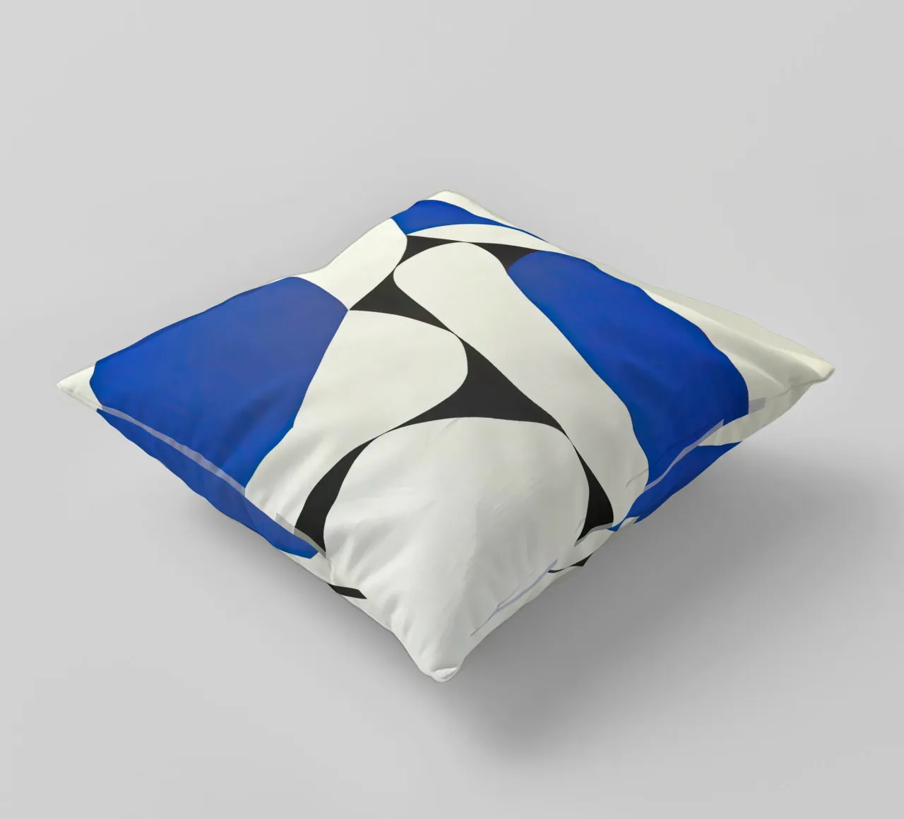 Audace composizione astratta in blu e nero cuscino da Artbyvo