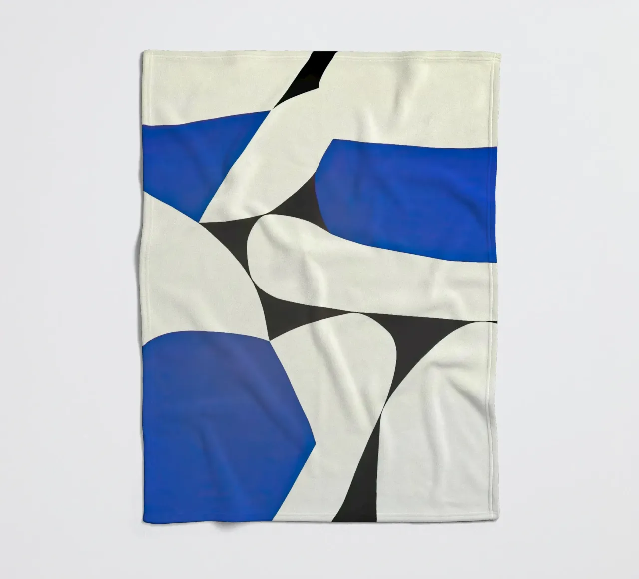 Gedurfde abstracte compositie in blauw en zwart fleecedeken van Artbyvo