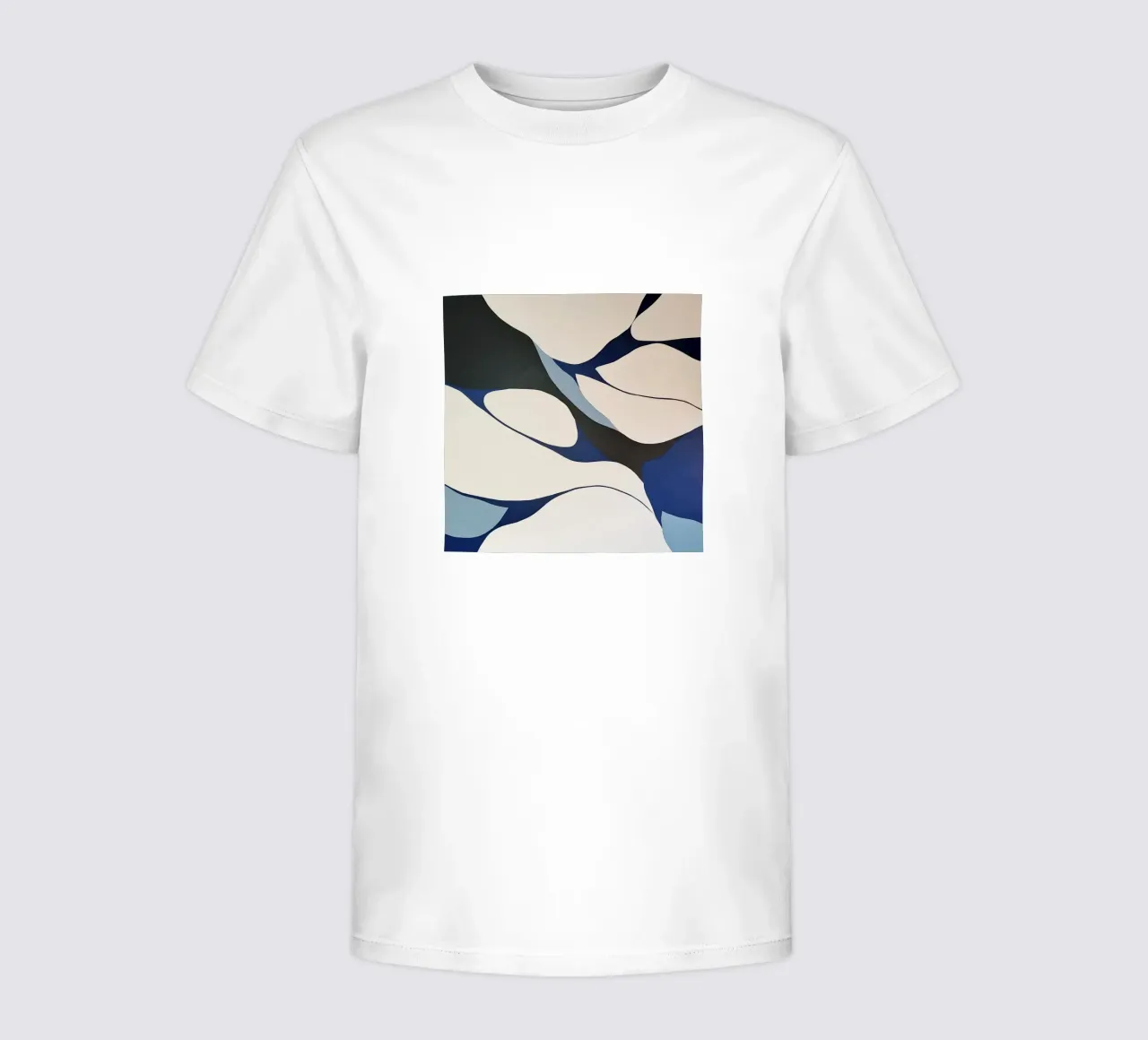 Flowing Forms in Blue and Cream – Abstract Organic Minimalis kids t-shirt by Artbyvo