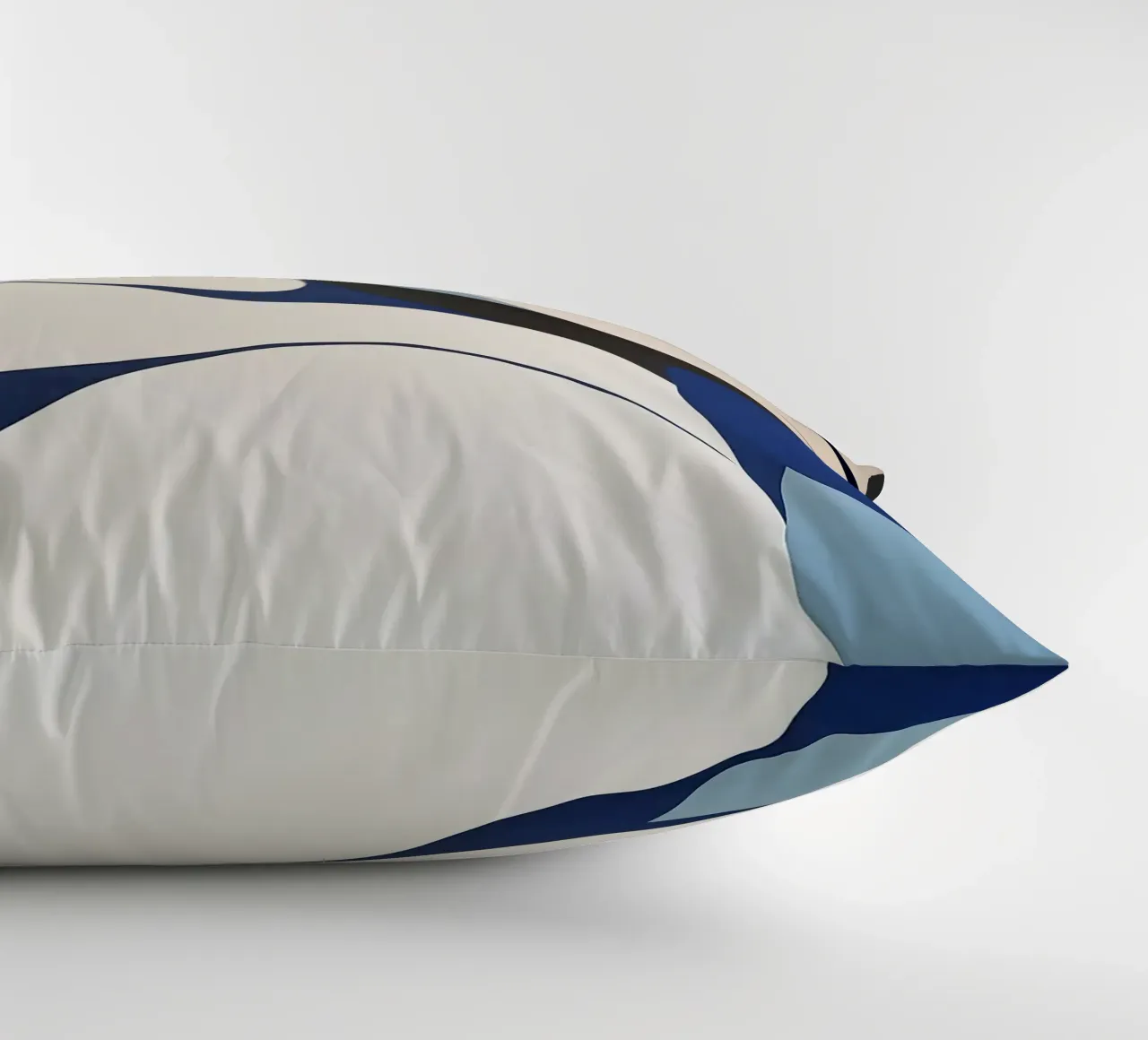 Flowing Forms in Blue and Cream – Abstract Organic Minimalis decorative cushion by Artbyvo