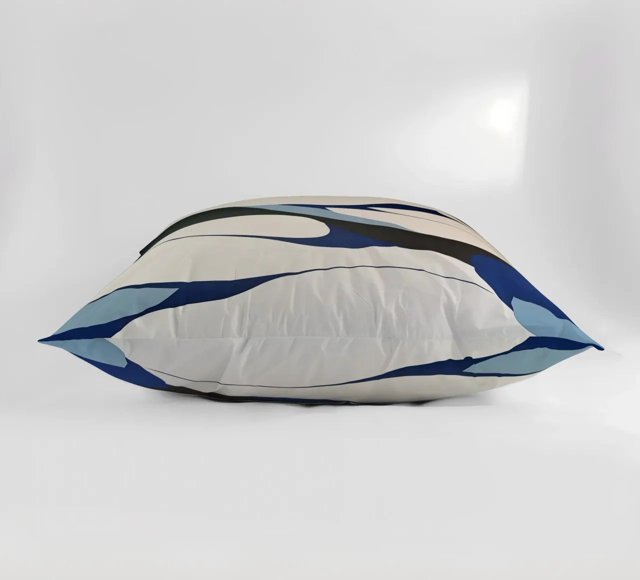 Flowing Forms in Blue and Cream – Abstract Organic Minimalis decorative cushion by Artbyvo