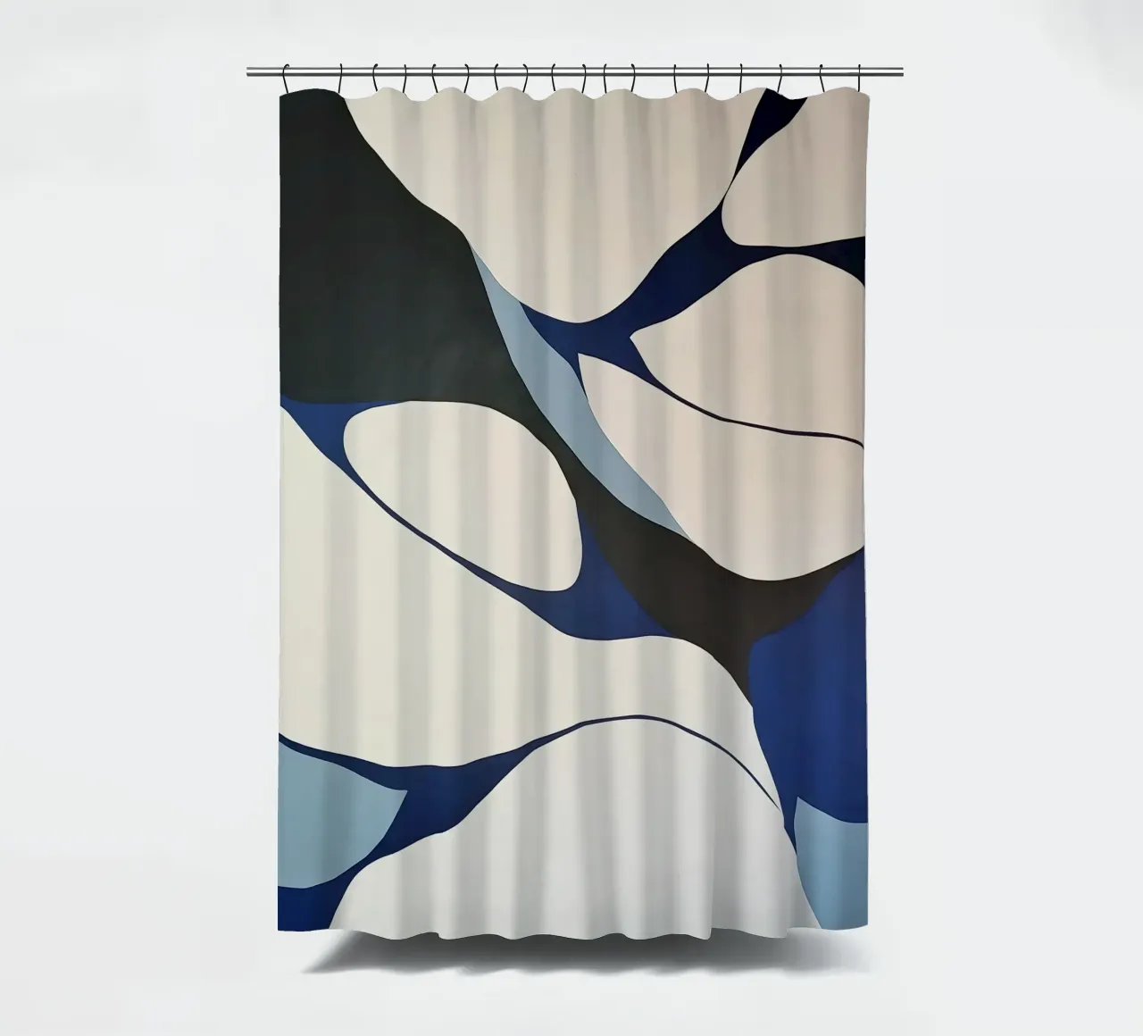 Flowing Forms in Blue and Cream – Abstract Organic Minimalis shower curtain by Artbyvo