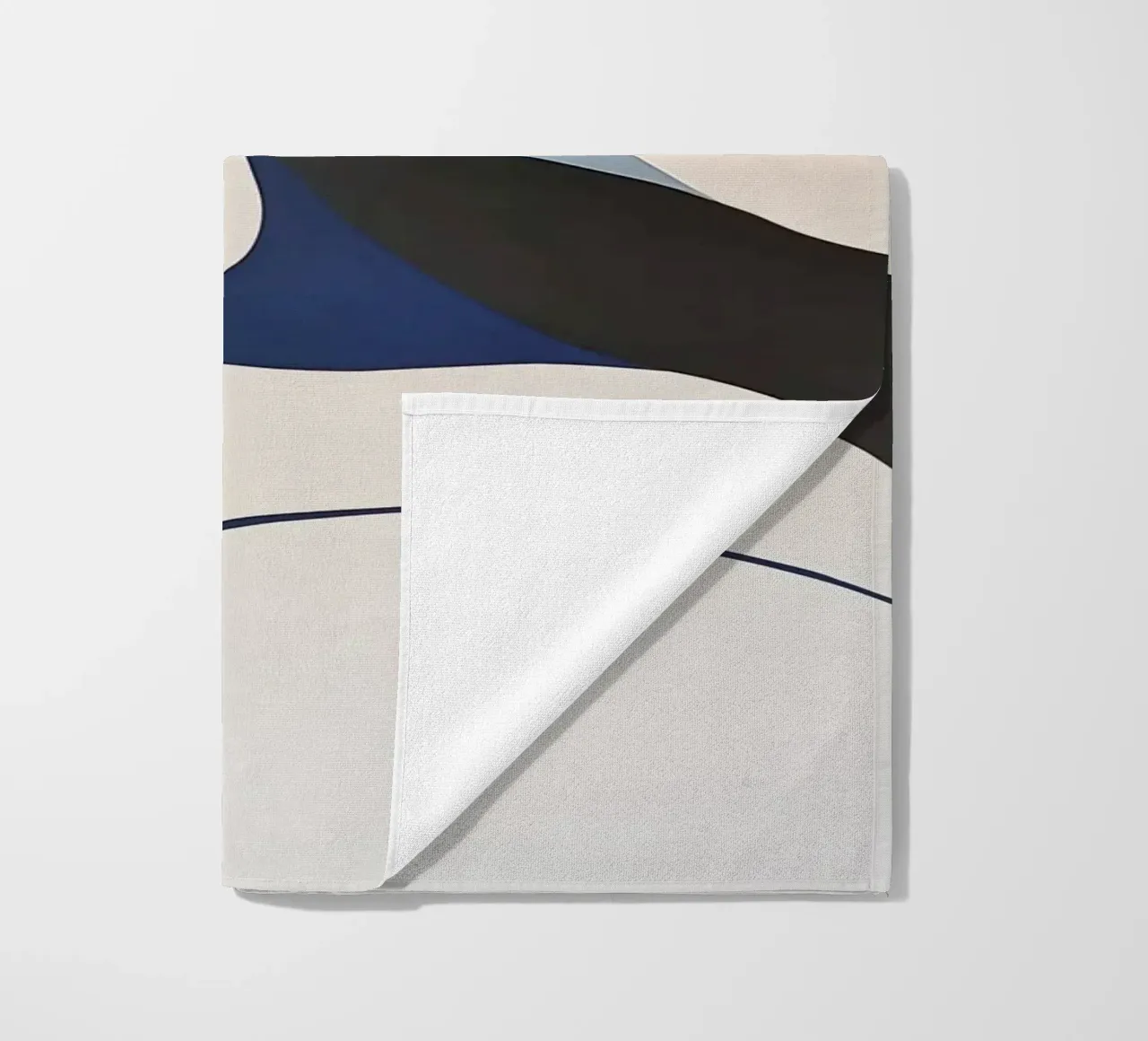 Forme fluide in blu e crema - Minimalis astratto organico telo mare da Artbyvo