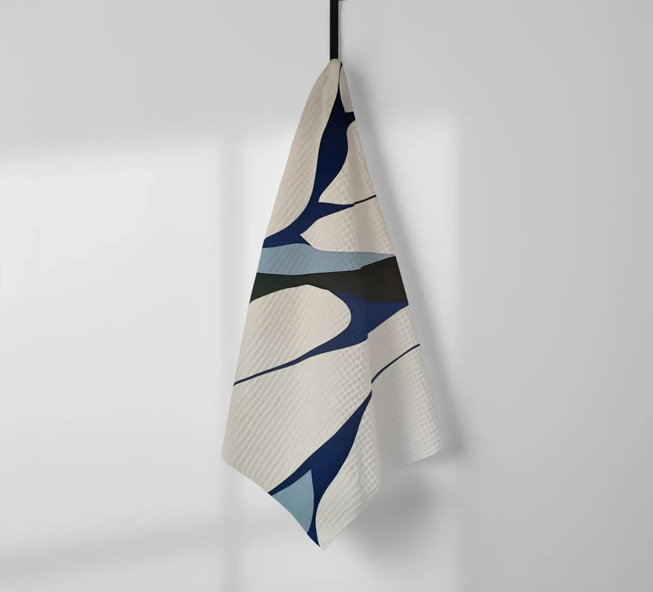 Forme fluide in blu e crema - Minimalis astratto organico canovaccio da cucina da Artbyvo