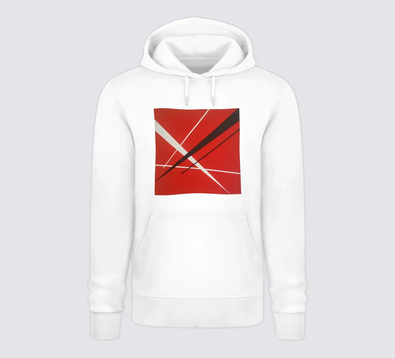 Linee geometriche astratte rosse bianche nere felpa con cappuccio da Artbyvo