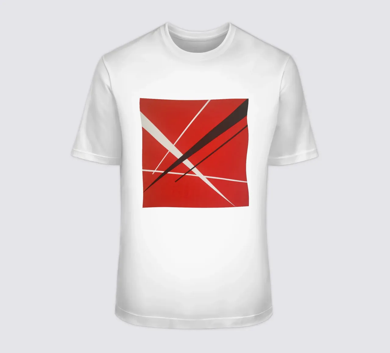 Linee geometriche astratte rosse bianche nere t-shirt da Artbyvo