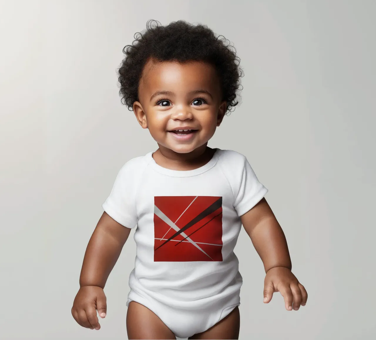Linee geometriche astratte rosse bianche nere body neonato maniche corte da Artbyvo