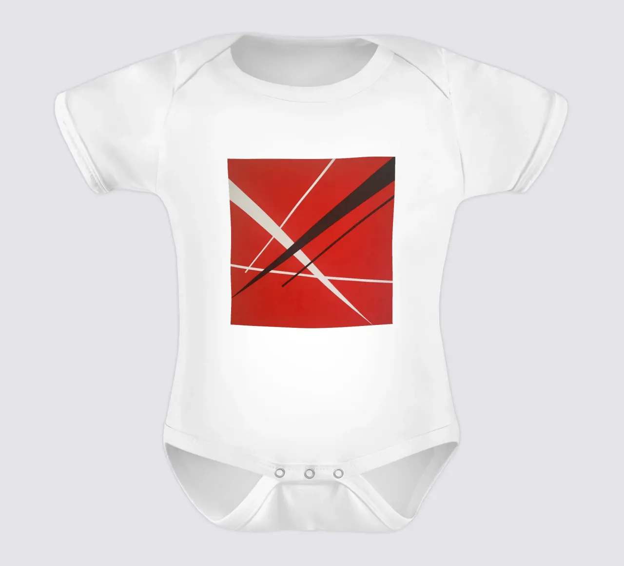 Linee geometriche astratte rosse bianche nere body neonato maniche corte da Artbyvo