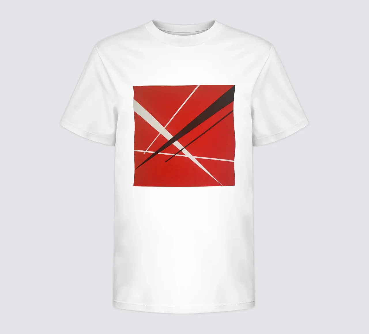 Linee geometriche astratte rosse bianche nere t-shirt bambini da Artbyvo