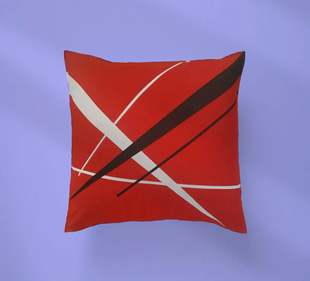 Linee geometriche astratte rosse bianche nere cuscino da Artbyvo