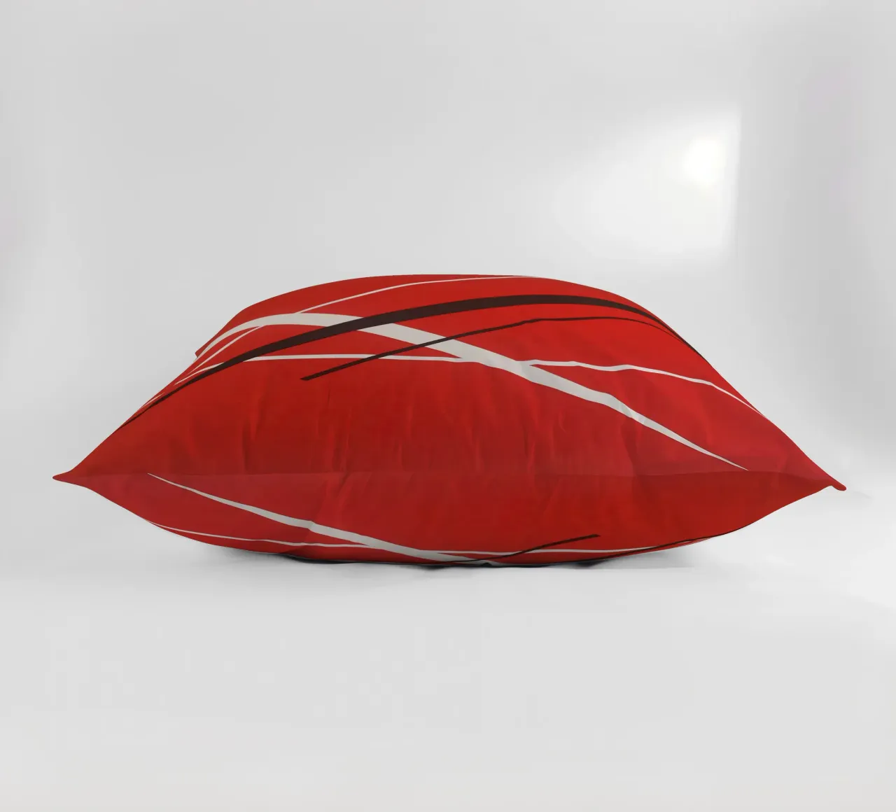 Linee geometriche astratte rosse bianche nere cuscino da Artbyvo