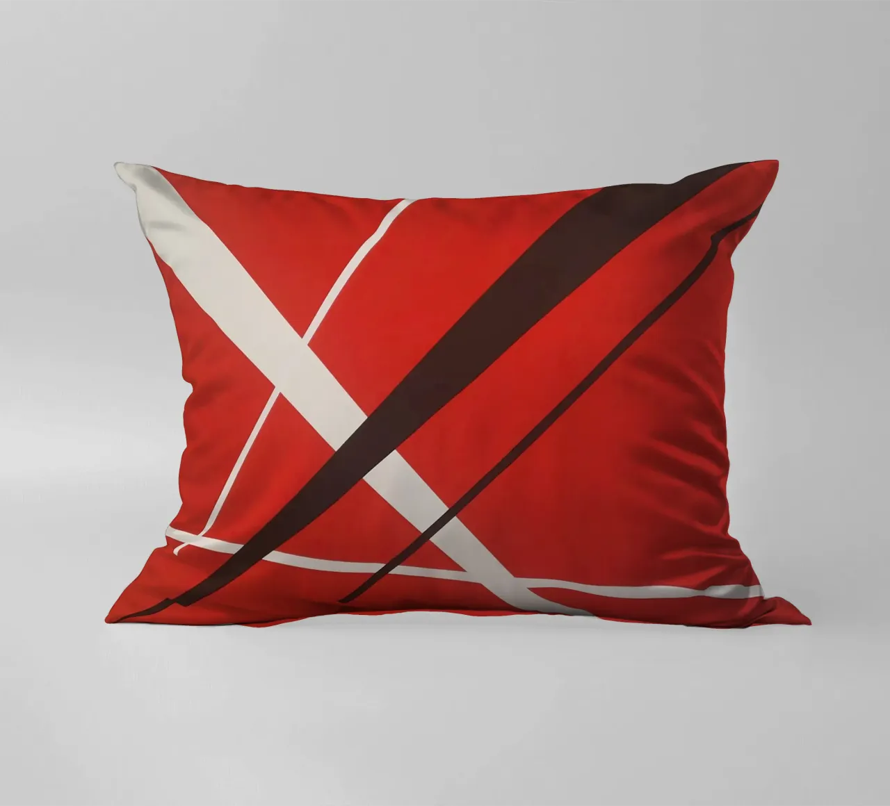 Linee geometriche astratte rosse bianche nere cuscino da Artbyvo