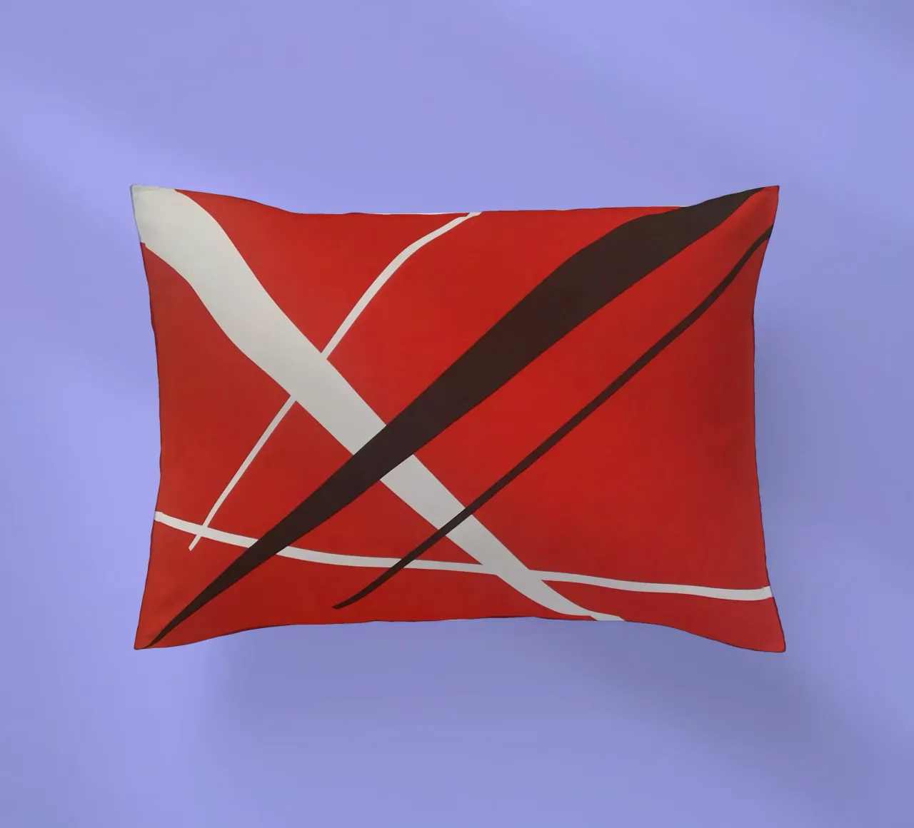 Linee geometriche astratte rosse bianche nere cuscino da Artbyvo