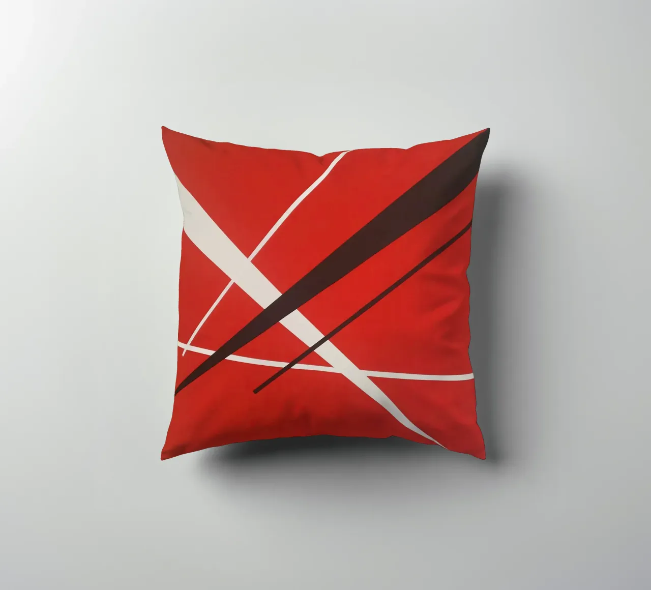 Linee geometriche astratte rosse bianche nere cuscino da Artbyvo