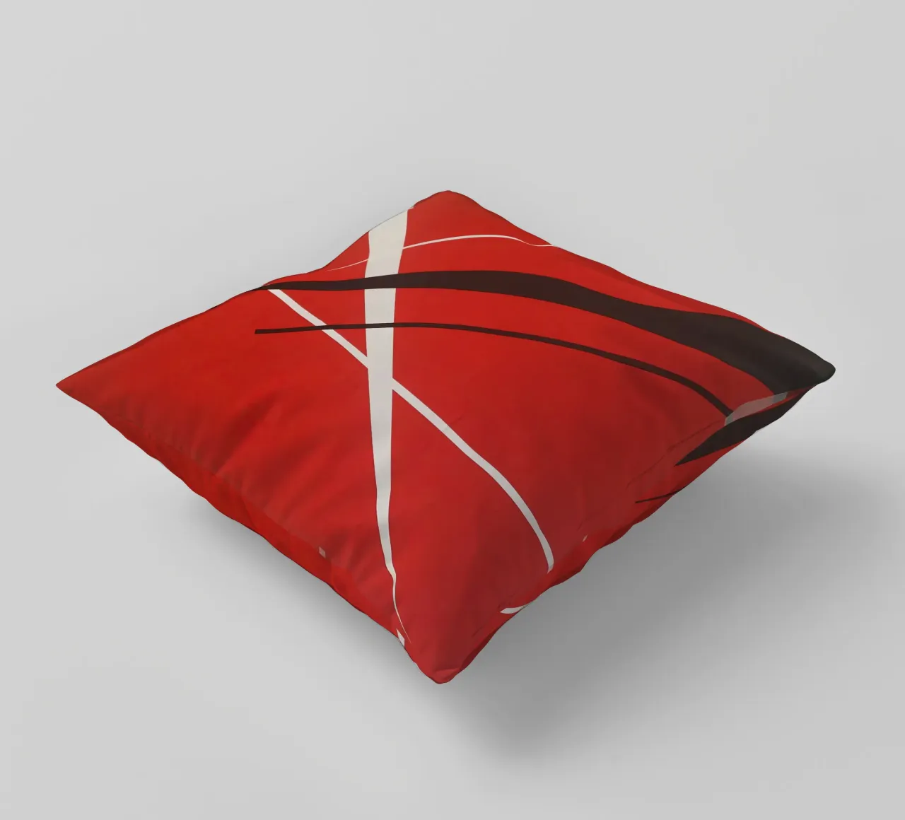 Linee geometriche astratte rosse bianche nere cuscino da Artbyvo