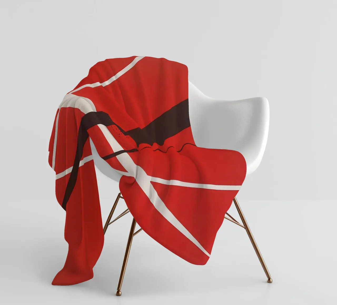 Linee geometriche astratte rosse bianche nere coperta in pile da Artbyvo