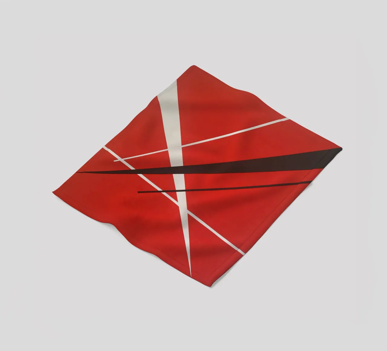 Linee geometriche astratte rosse bianche nere coperta in pile da Artbyvo