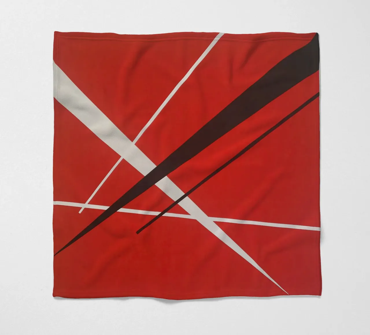 Linee geometriche astratte rosse bianche nere coperta in pile da Artbyvo