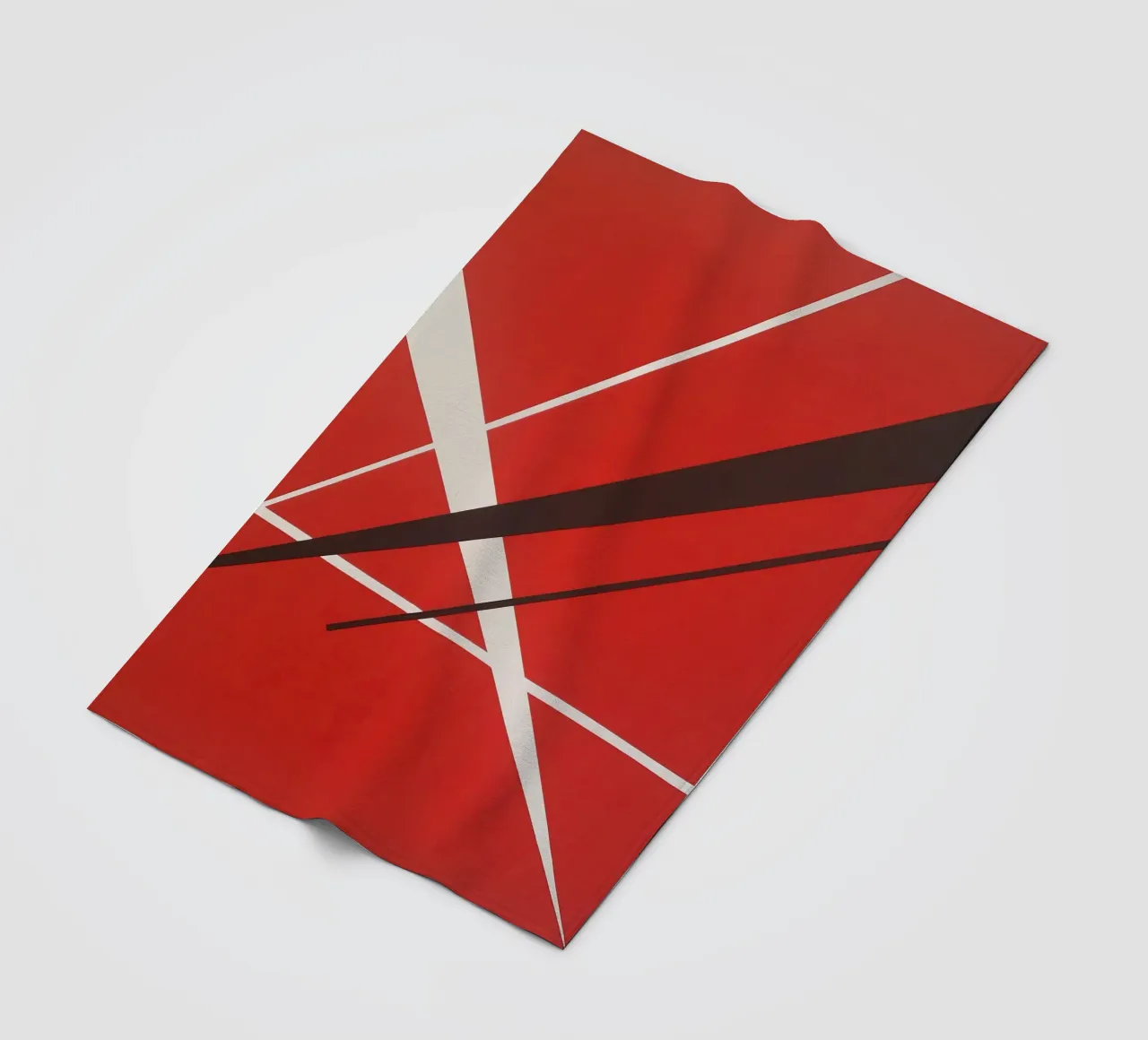 Linee geometriche astratte rosse bianche nere coperta in pile da Artbyvo