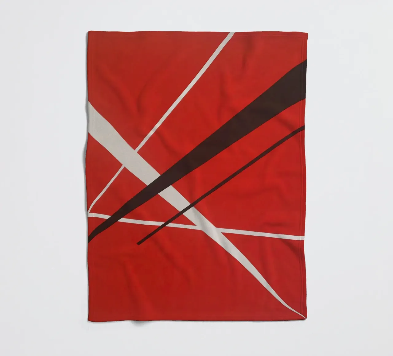 Linee geometriche astratte rosse bianche nere coperta in pile da Artbyvo