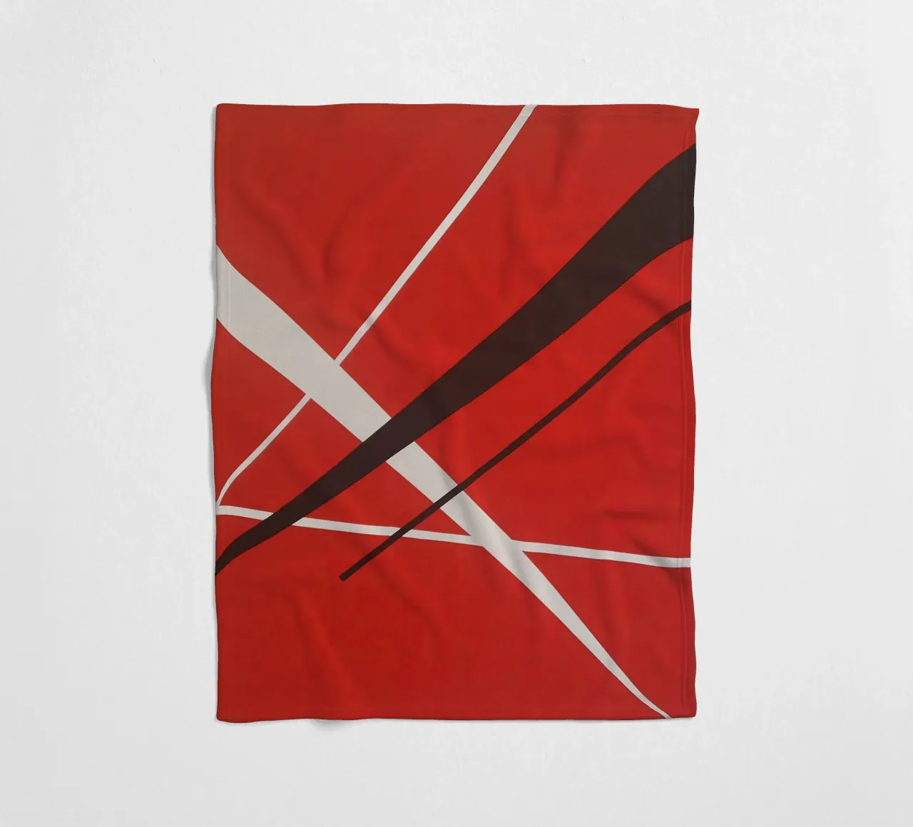 Linee geometriche astratte rosse bianche nere coperta in pile da Artbyvo