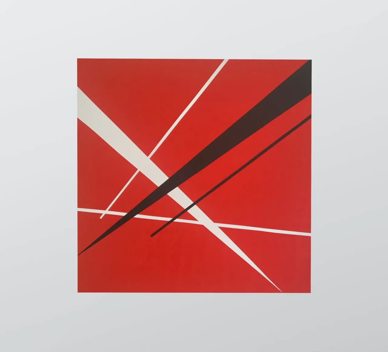 Linee geometriche astratte rosse bianche nere adesivo da Artbyvo