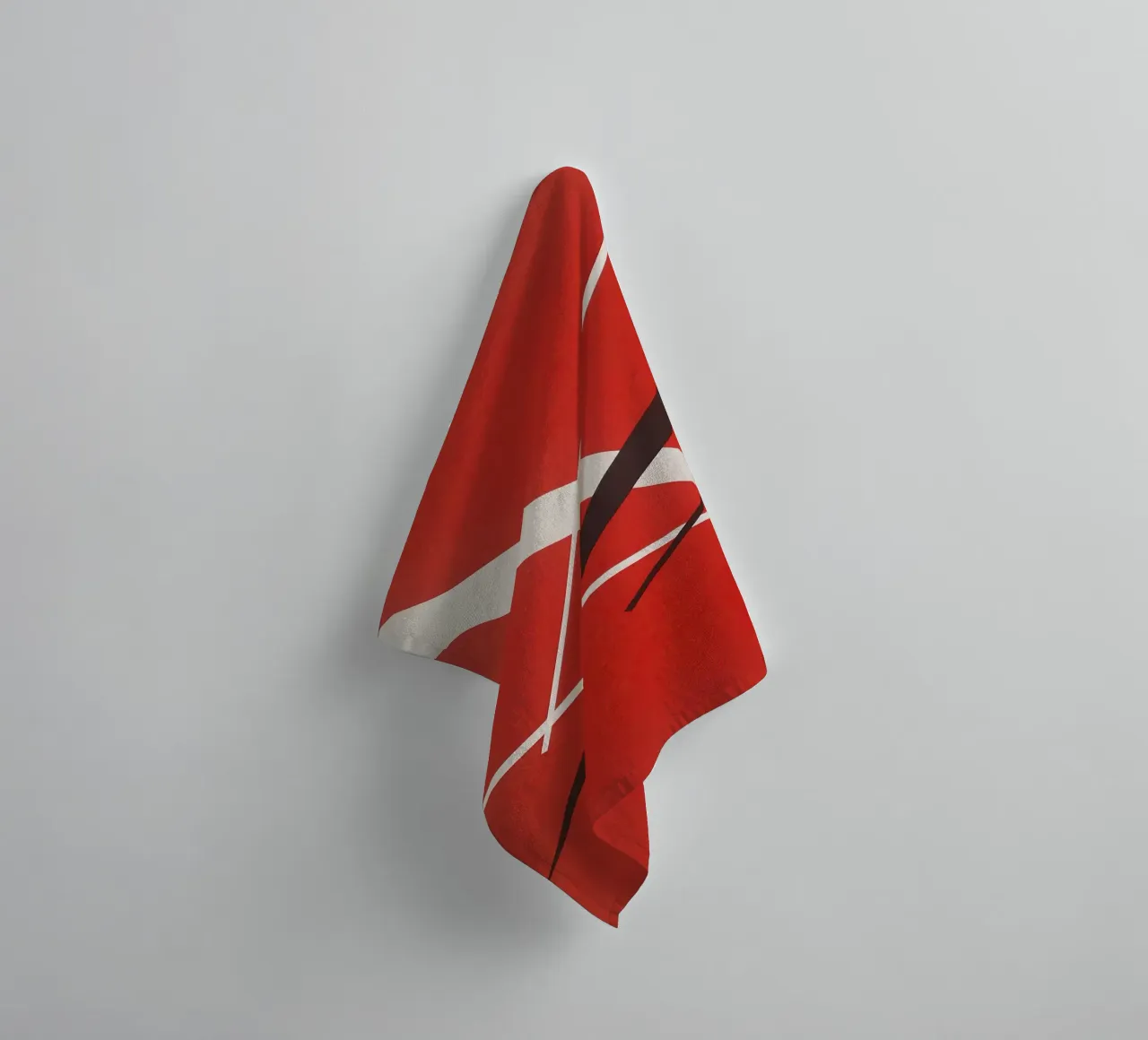 Linee geometriche astratte rosse bianche nere asciugamano da bagno da Artbyvo