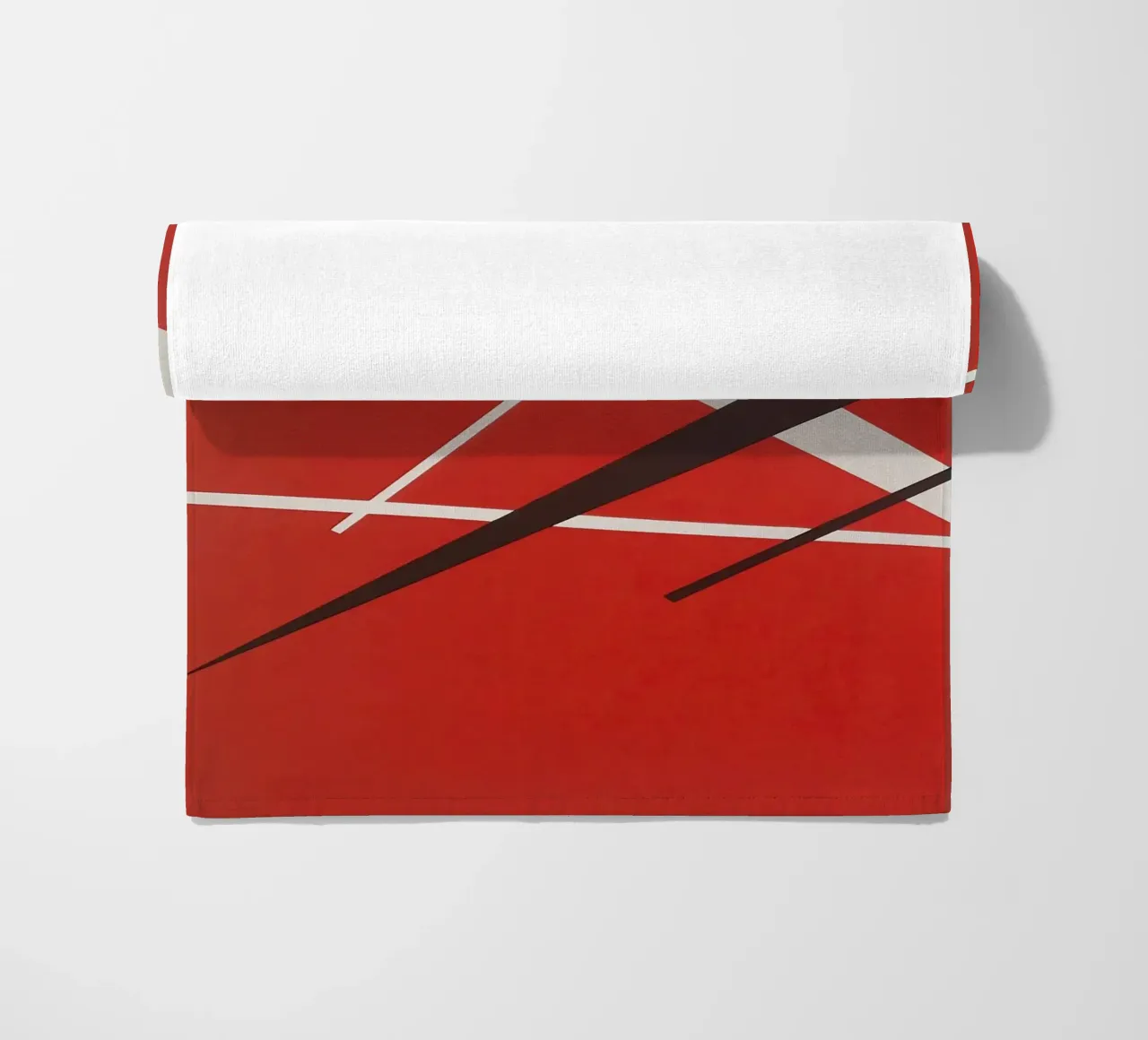 Linee geometriche astratte rosse bianche nere telo mare da Artbyvo