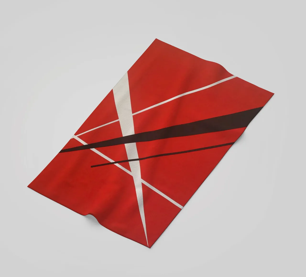 Linee geometriche astratte rosse bianche nere telo mare da Artbyvo