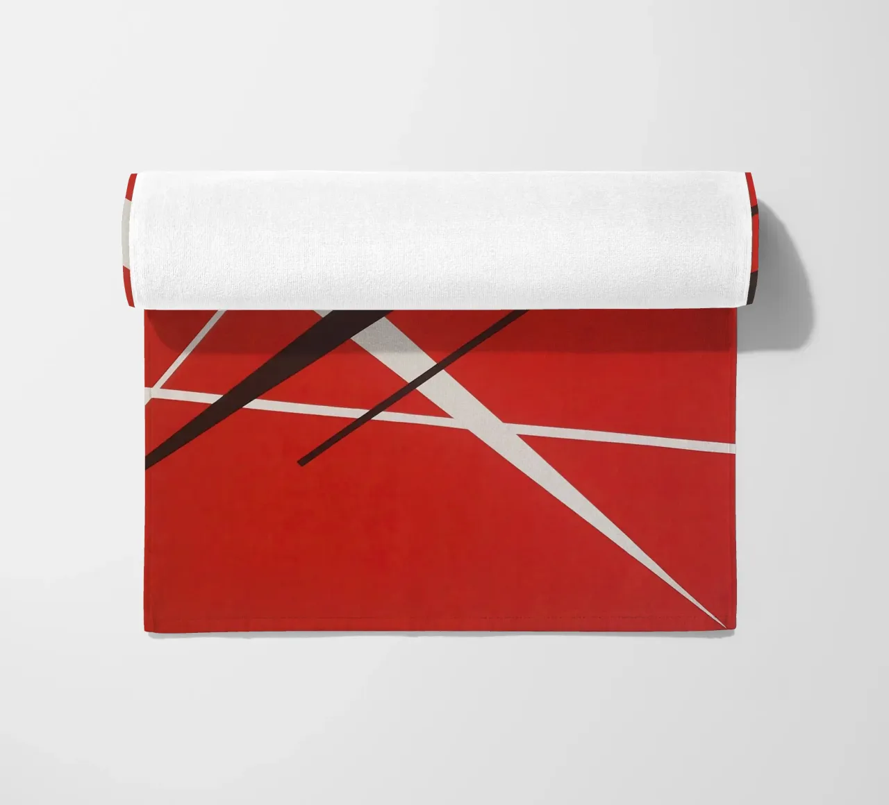 Linee geometriche astratte rosse bianche nere telo mare da Artbyvo