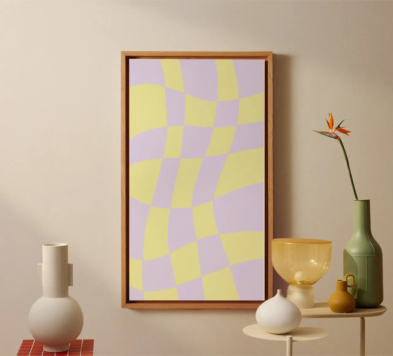 Checkerboard Soft – Gelb Flieder tela con Cornice a cassetta da wee-design