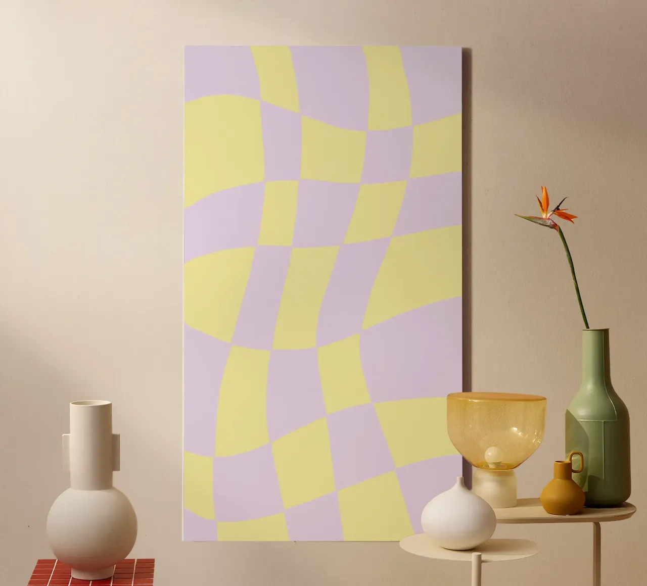 Checkerboard Soft – Gelb Flieder tela con Cornice a cassetta da wee-design