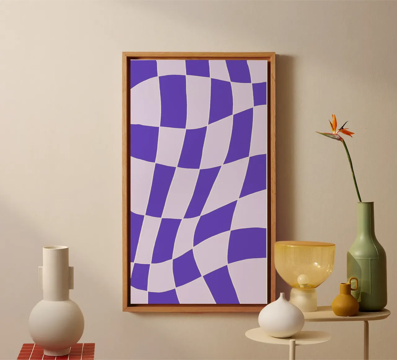 Checkerboard Wave – Lila Flieder tela con Cornice a cassetta da wee-design