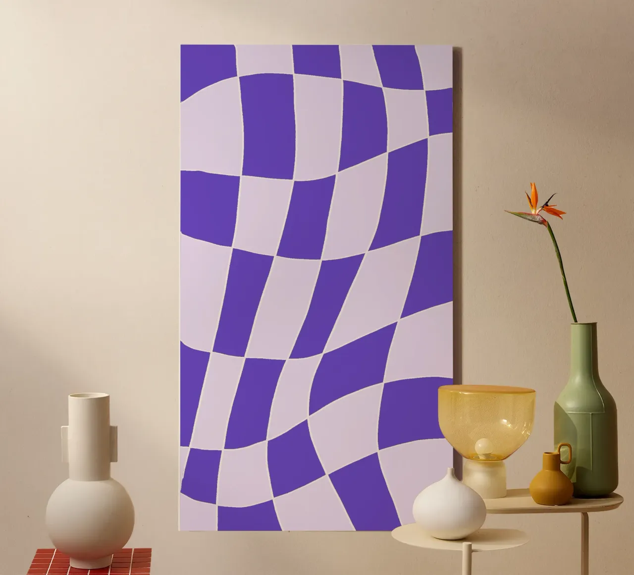 Checkerboard Wave – Lila Flieder tela con Cornice a cassetta da wee-design