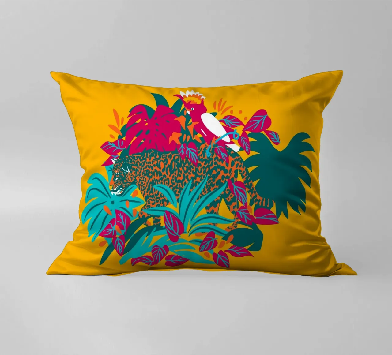 Tropical cat & Colorful bird cuscino da Mariery Young