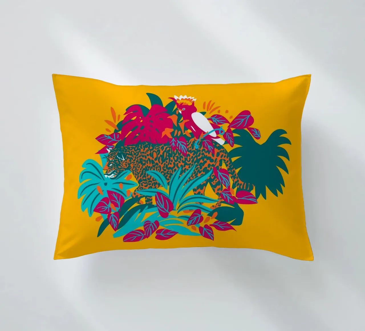 Tropical cat & Colorful bird cuscino da Mariery Young