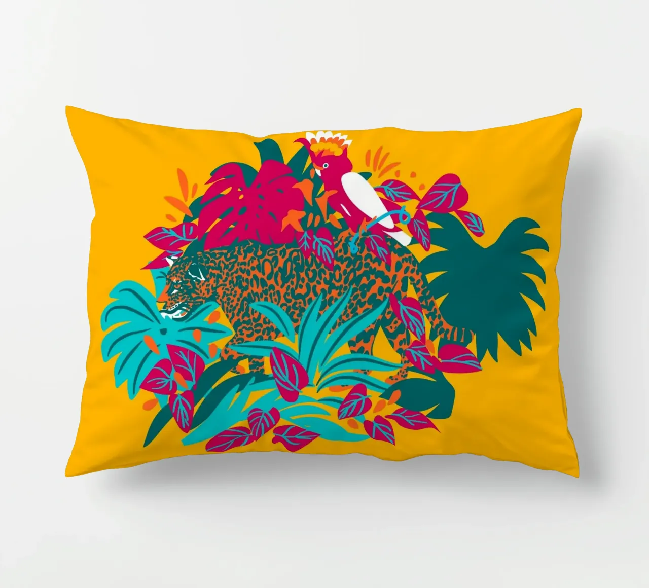 Tropical cat & Colorful bird cuscino da Mariery Young