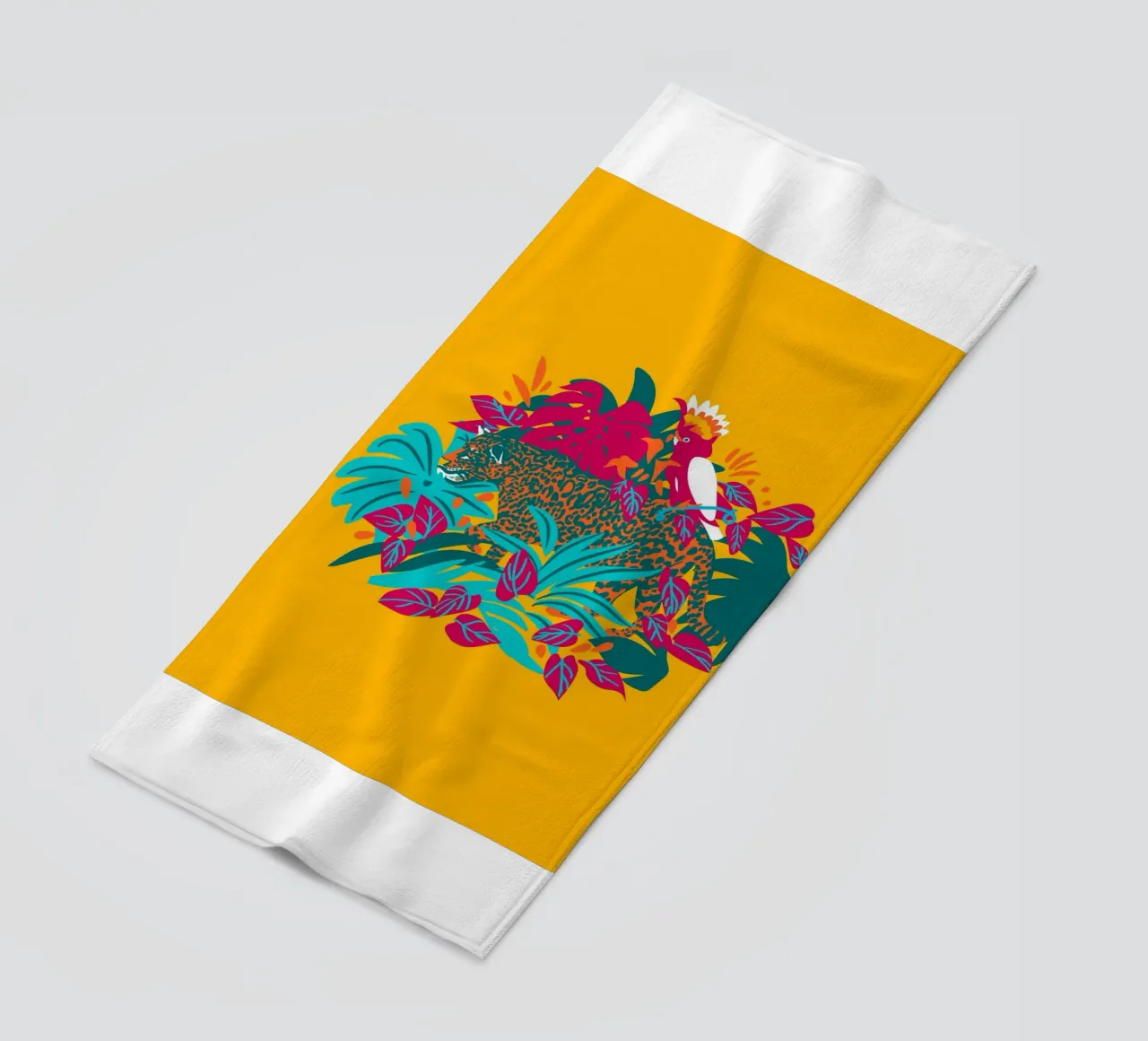 Tropical cat & Colorful bird telo mare da Mariery Young