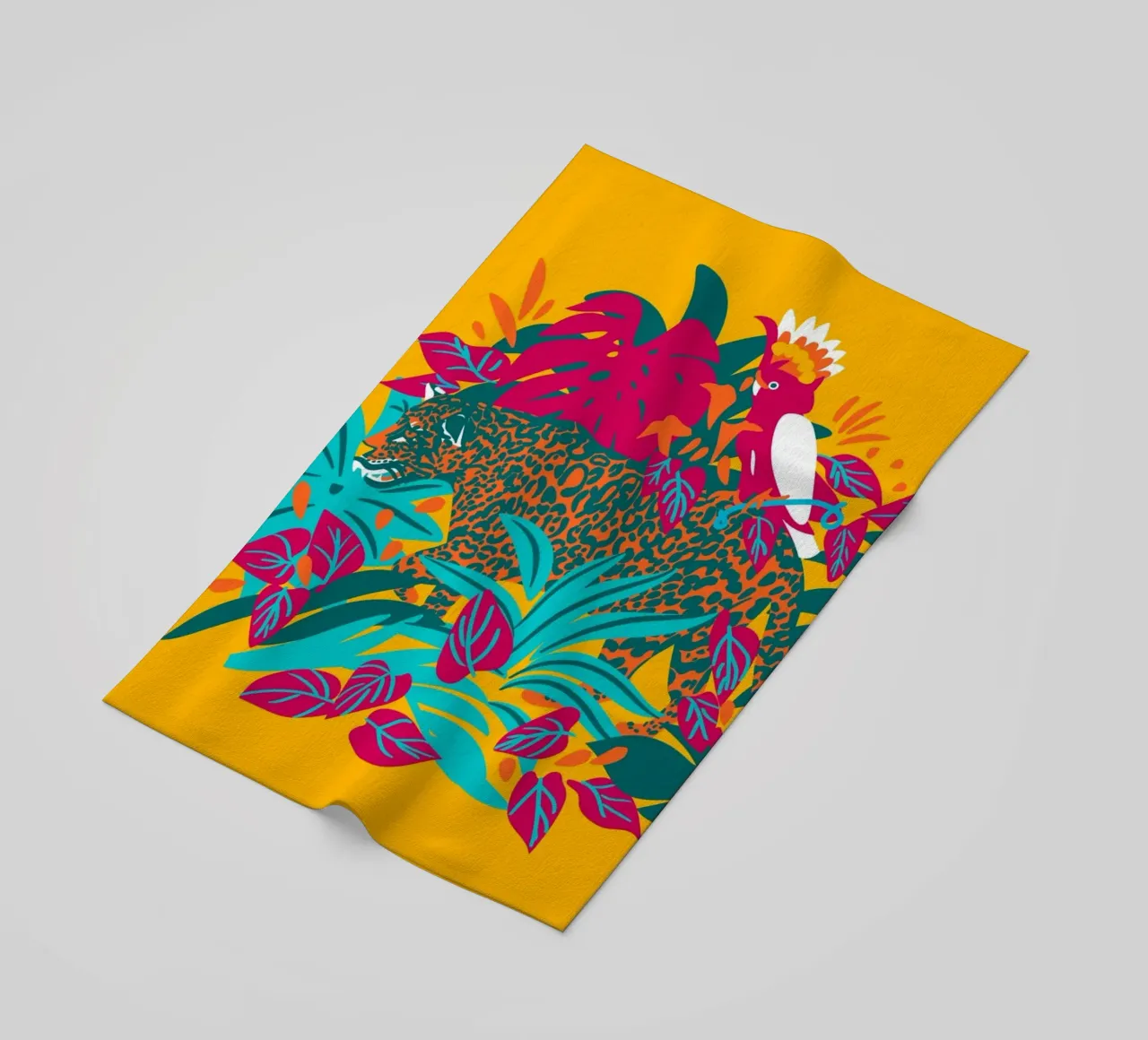 Tropical cat & Colorful bird telo mare da Mariery Young