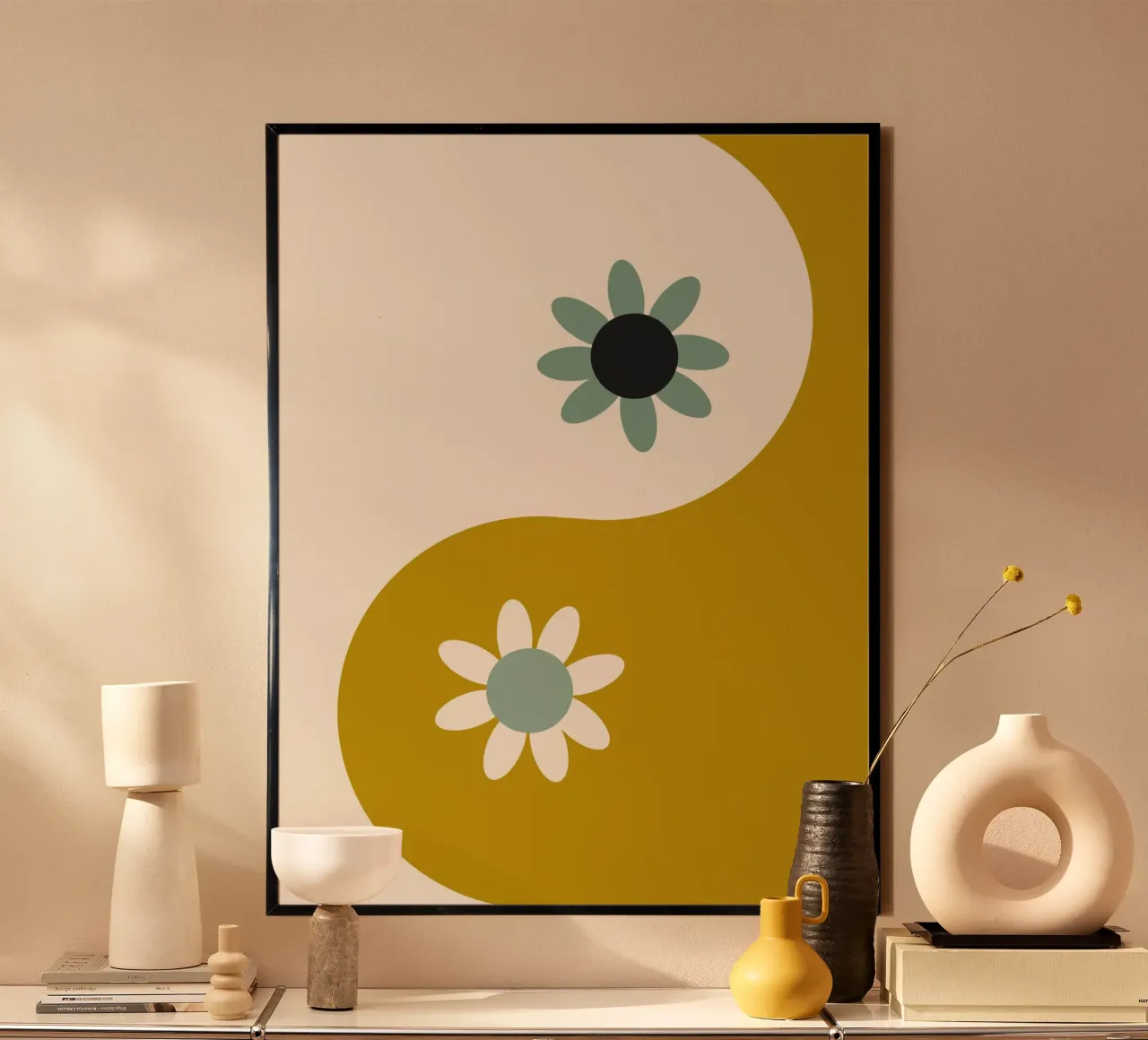 Yin Yang floral - earthy poster da Gale Switzer