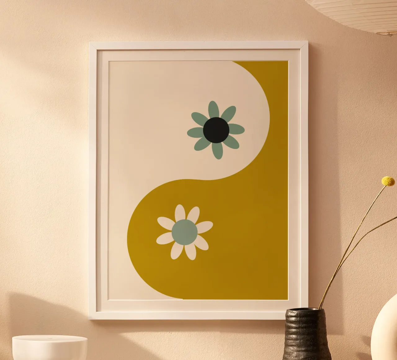 Yin Yang floral - earthy poster da Gale Switzer
