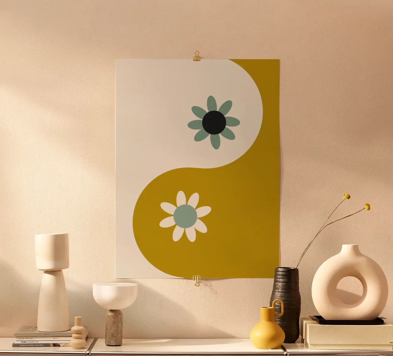 Yin Yang floral - earthy poster da Gale Switzer