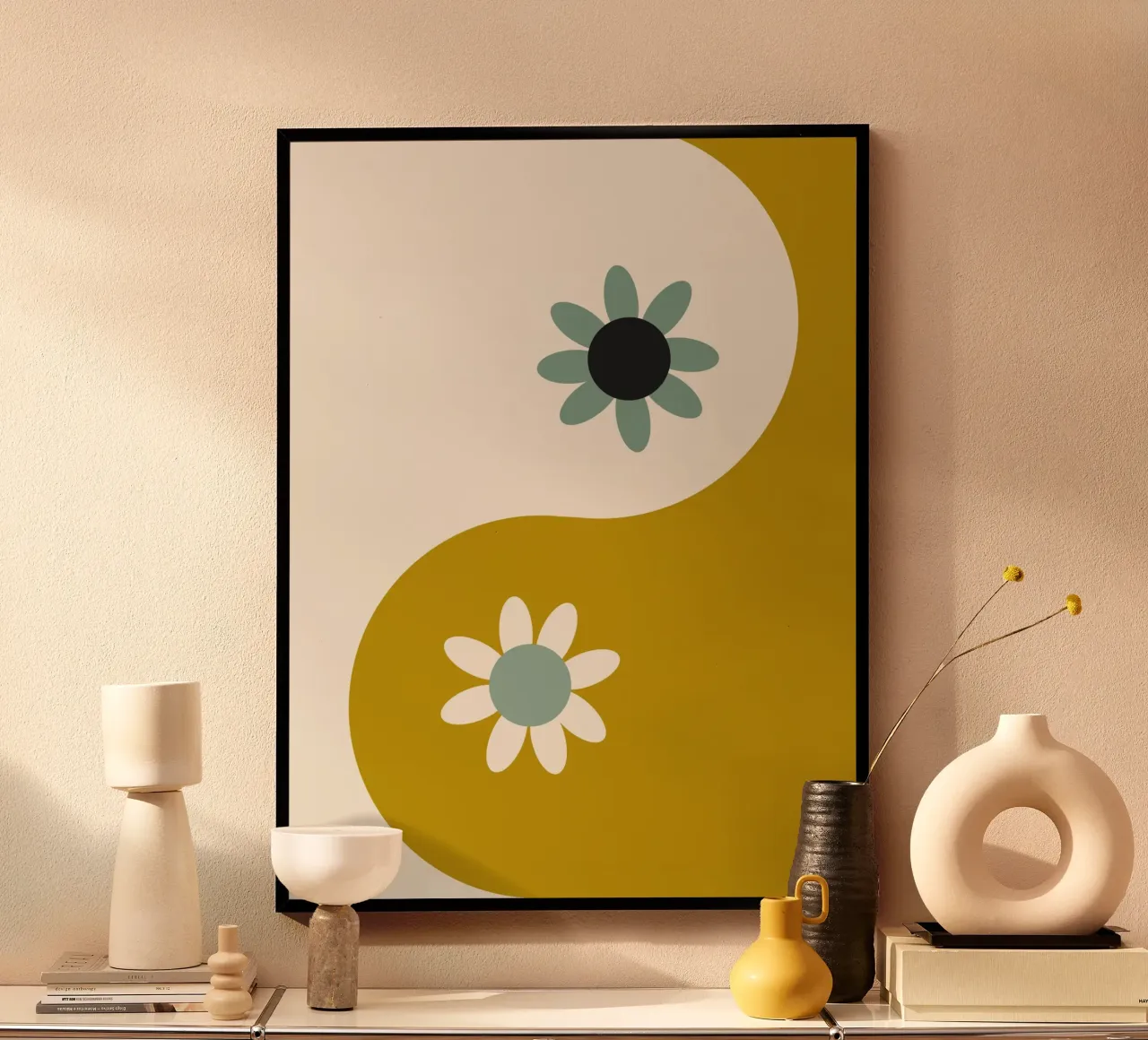 Yin Yang floral - earthy poster da Gale Switzer