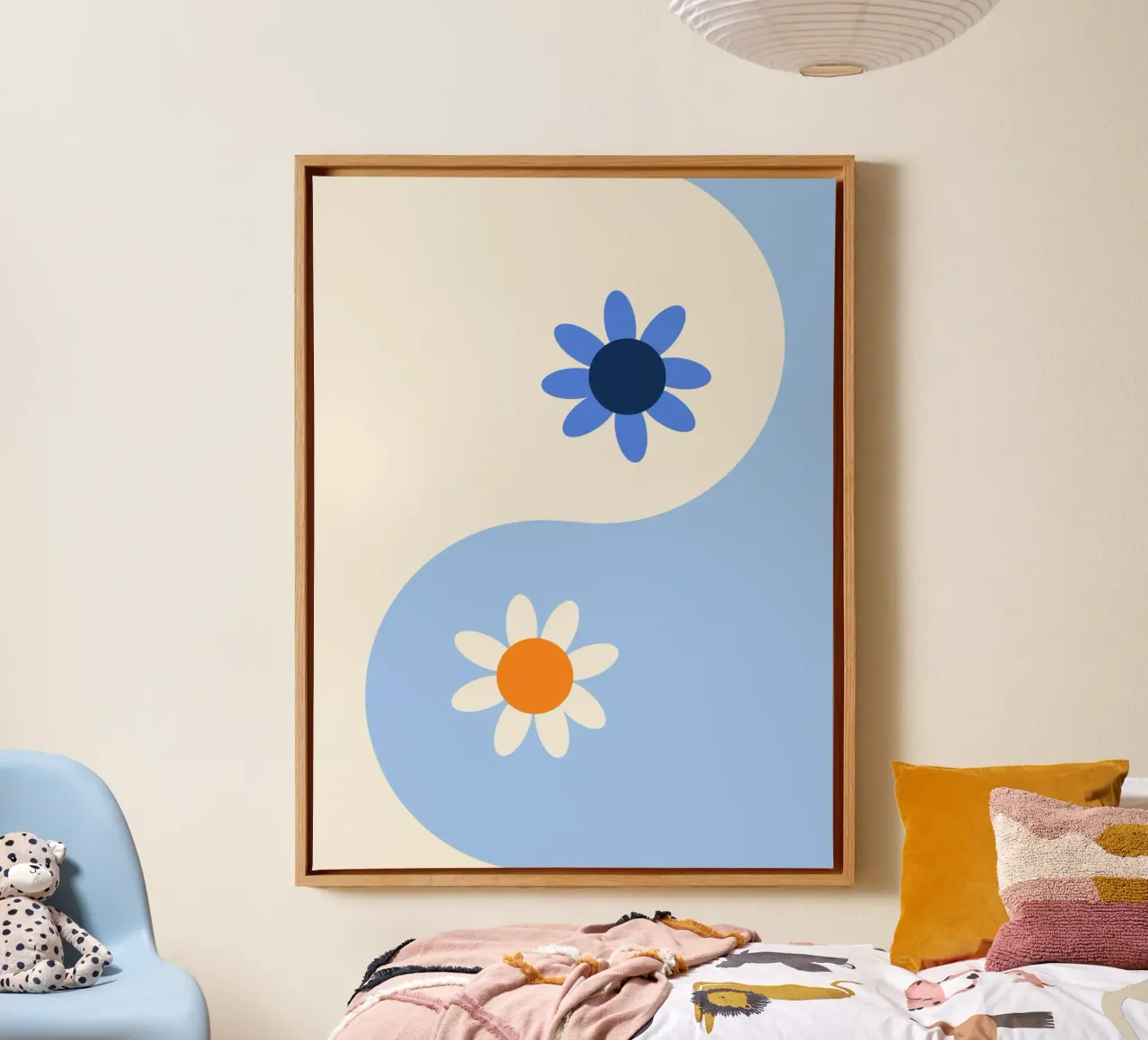 Yin Yang floral - ocean tela con Cornice a cassetta da Gale Switzer