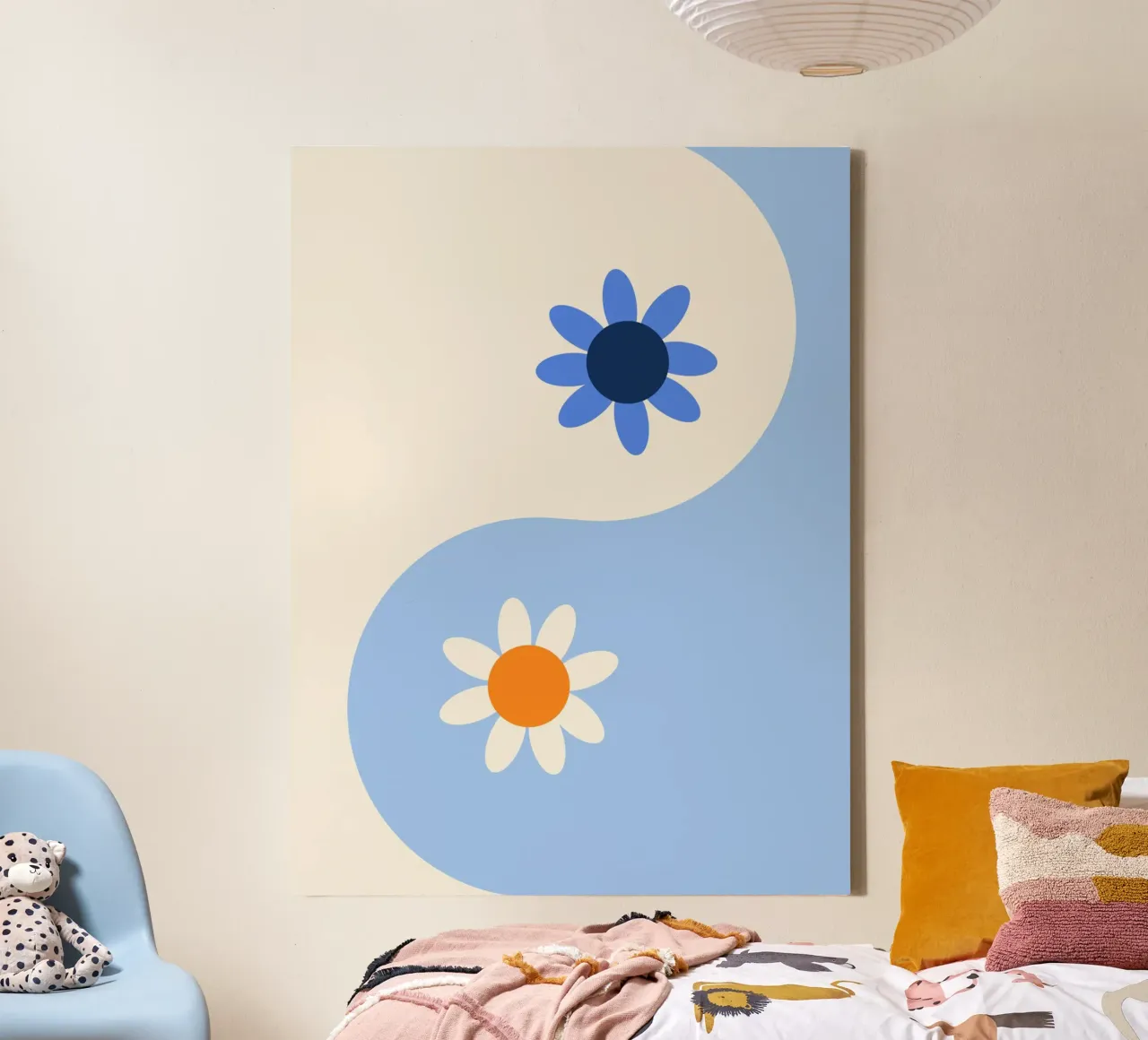 Yin Yang floral - ocean tela con Cornice a cassetta da Gale Switzer