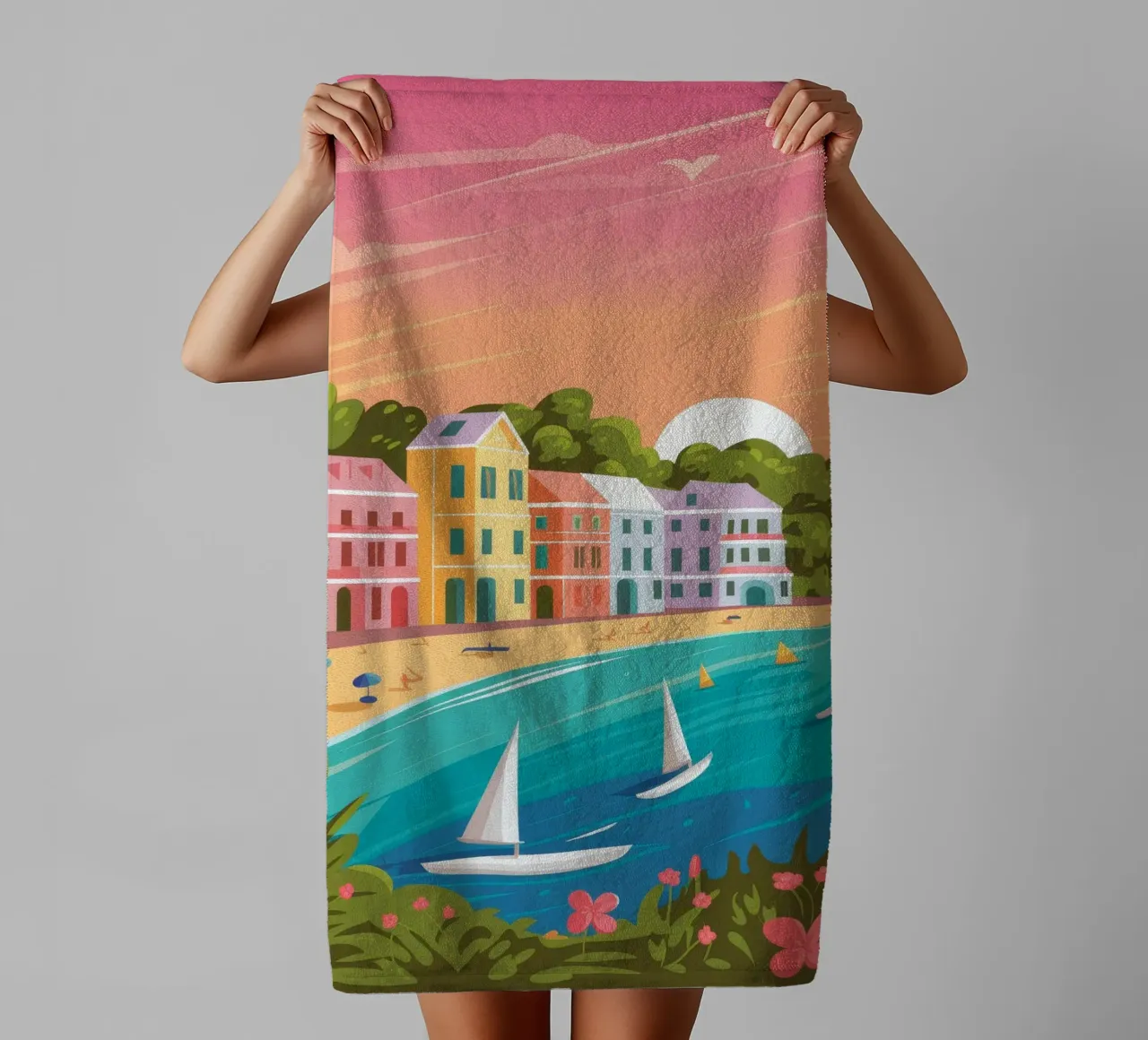 Kust Zonsondergang Serenity badhanddoek van Fine Sanctuary