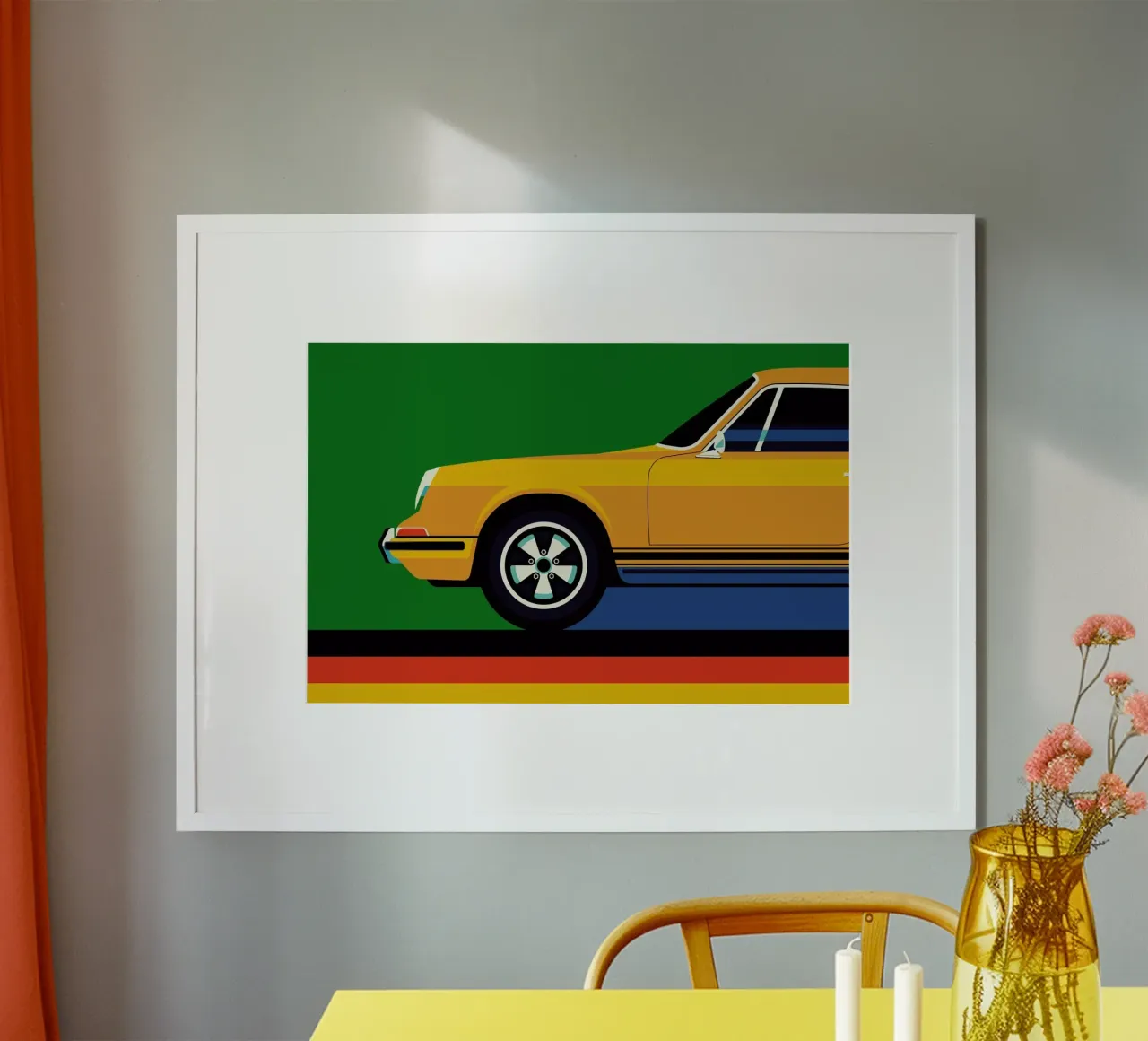 Porsche Front poster con telaio in alluminio da Bo Lundberg