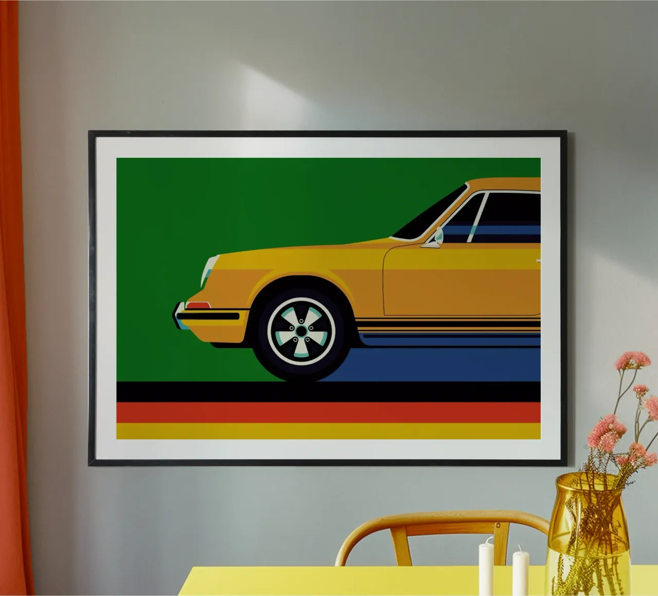 Porsche Front poster con telaio in alluminio da Bo Lundberg